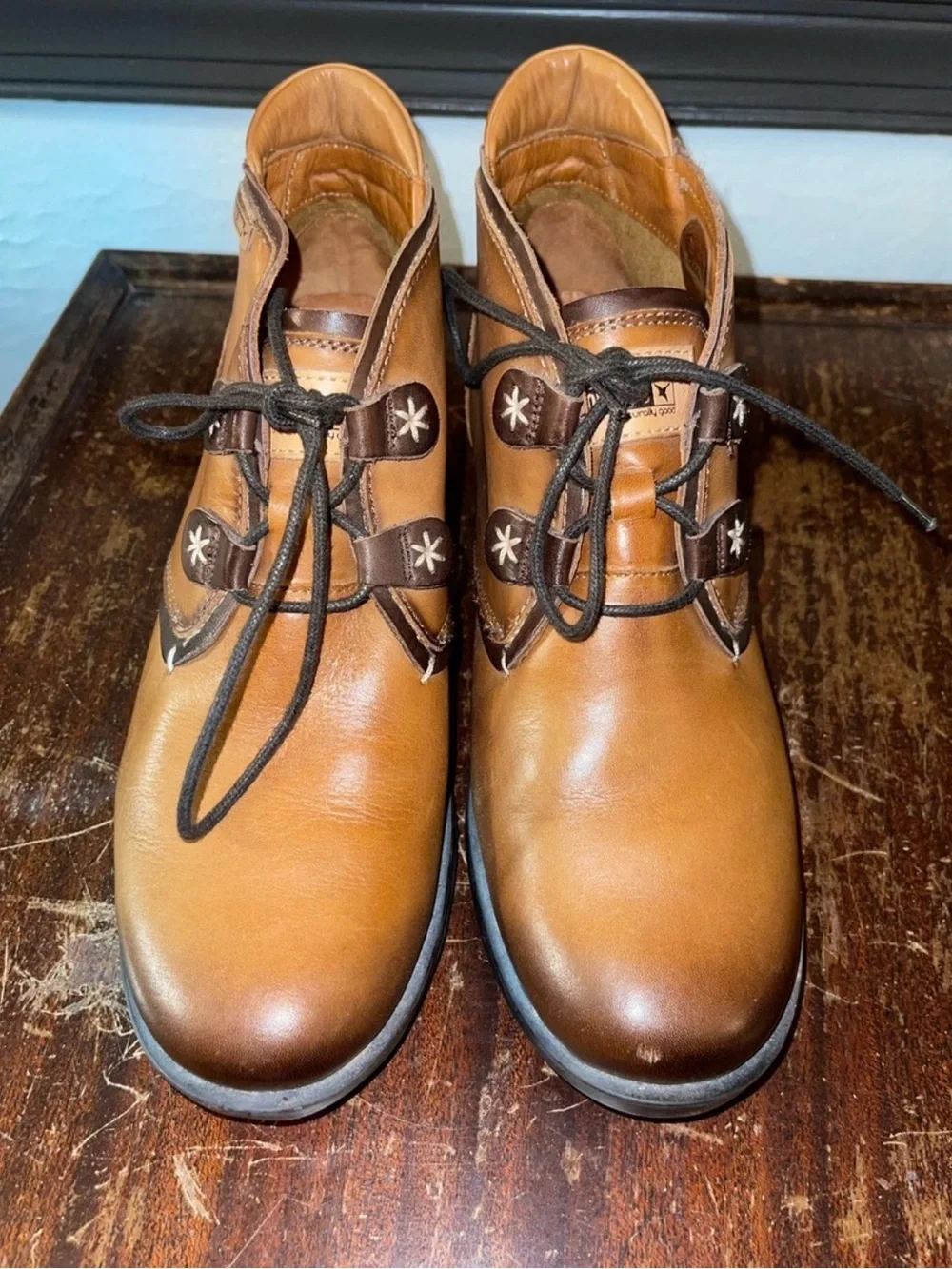 Like New Pikolinos Cognac Leather Lace-Up Ankle Boots - Size 39/8.5
